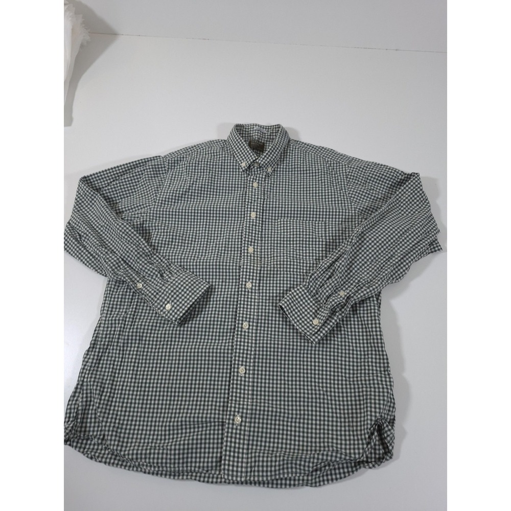 Gitman Bros Shirt Mens L Green Check Long Sleeve Cotton Button Down Made USA
